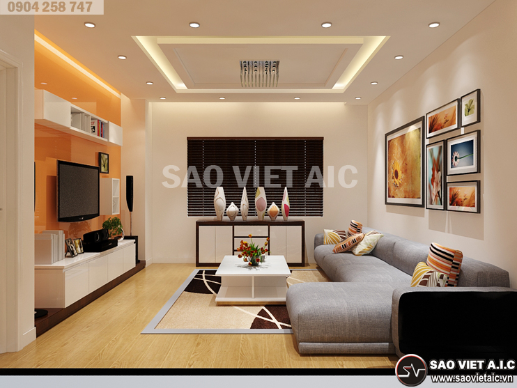 Thiết kế nội thất phòng khách hiện đại và tinh tế của căn hộ chung cư