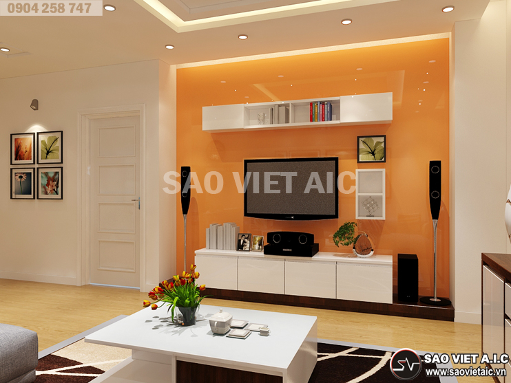 Phòng khách được thiết kế hiện đại lấy sự đơn giản làm tiêu chí thiết kế, nội thất được thiết kế chú trọng vào không gian đảm bảo được sự tiện lợi trong khoảng không gian sinh hoặt chung của gia đình