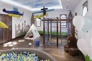 Thiết kế khu vui chơi cho bé ngay trong căn biệt thự gỗ óc chó siêu sang