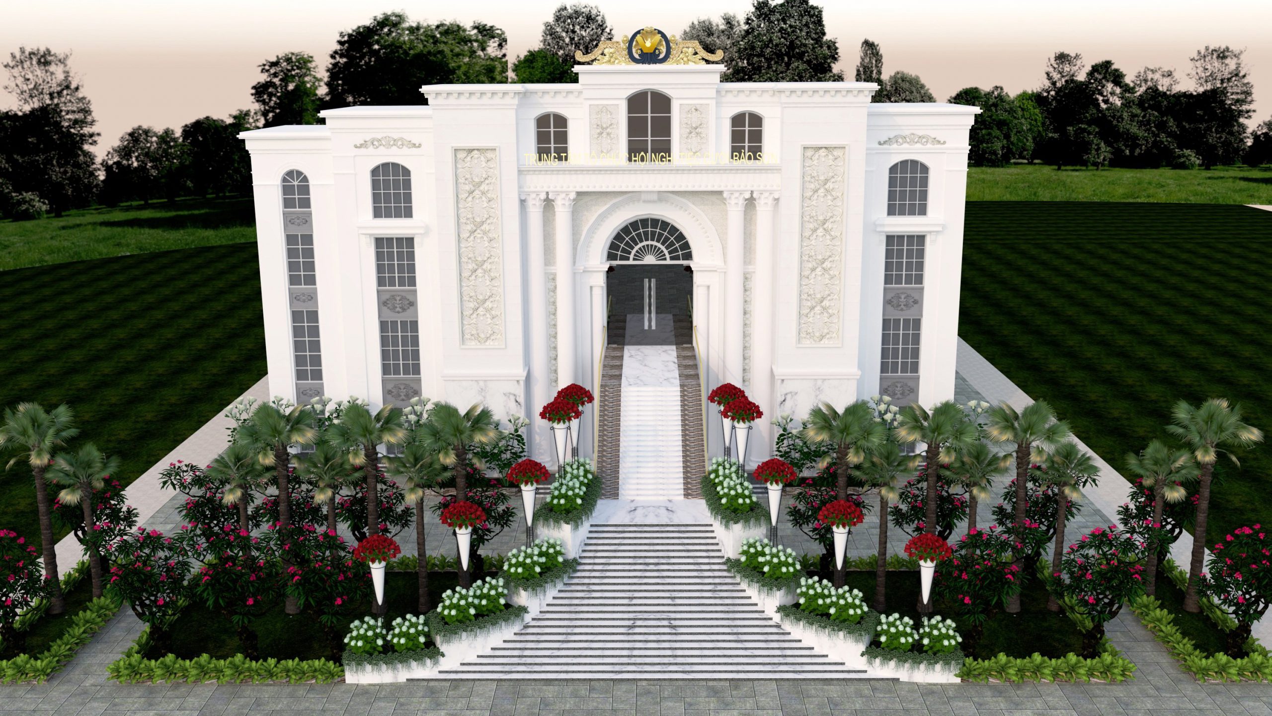 Mẫu thiết kế kiến trúc nhà hàng tiệc cưới Louis Palace sang trọng và cuốn hút