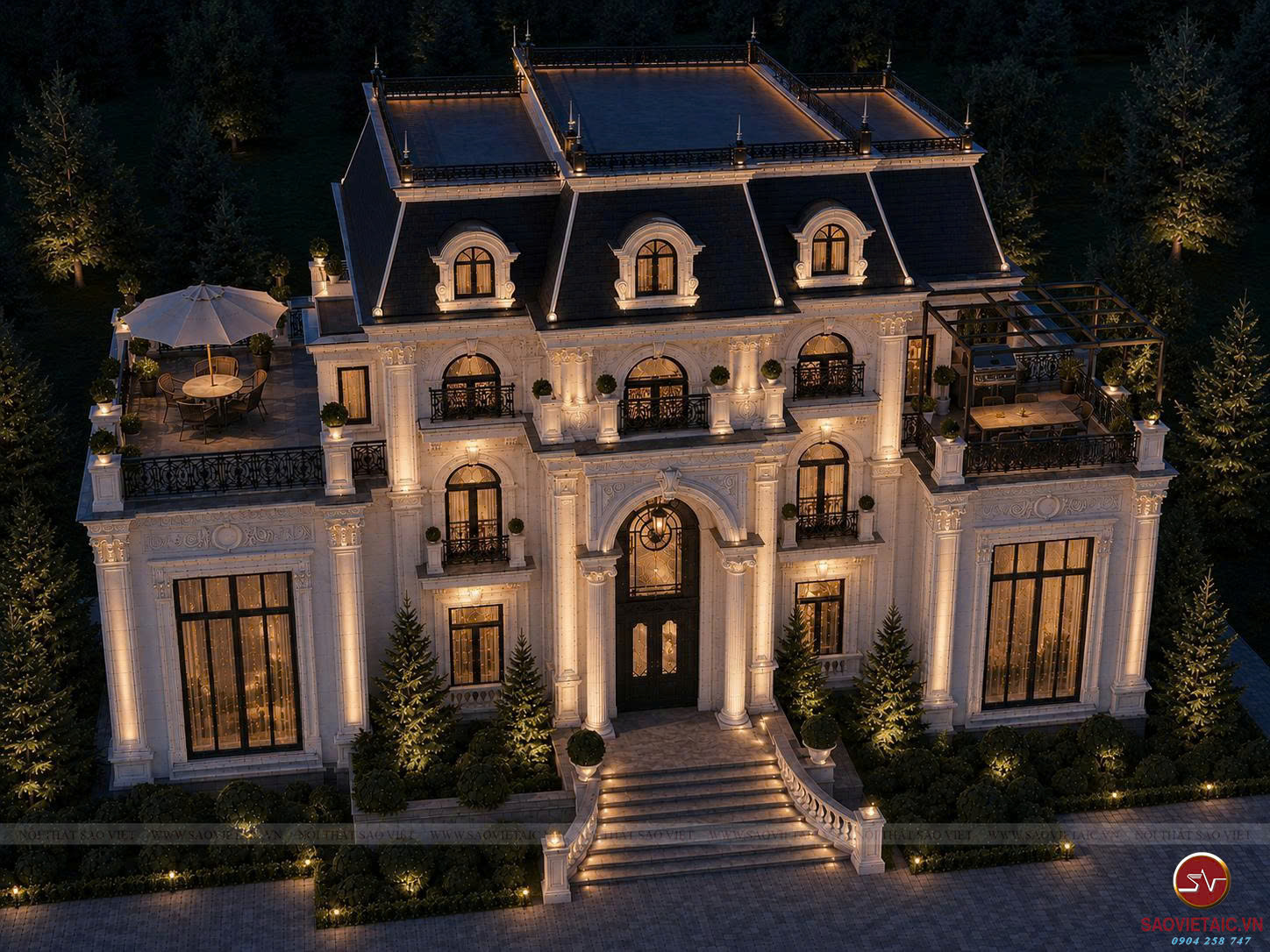 Mẫu biệt thự tân cổ điển 100m2 đẹp tựa dinh thự châu Âu