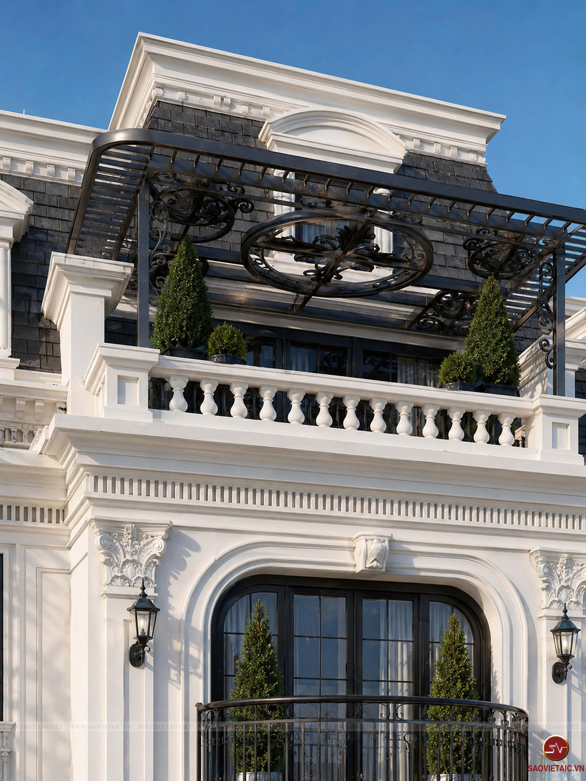 Mái Mansard và giàn pergola – Dấu ấn riêng trên tầng cao